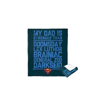 Warner Bros. Superman Dc Strongest Dad Blue Silk Touch Throw Blanket 50x60 Inches