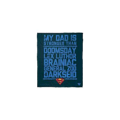 Warner Bros. Superman Dc Strongest Dad Blue Silk Touch Throw Blanket 50x60 Inches