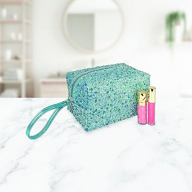 Blue Glitter Cosmetic Bag