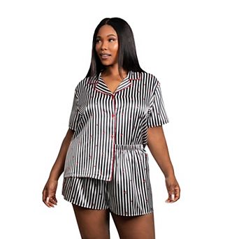 Plus Size Lilac+London Print 2 pc Pajama Top & Pajama Shorts Set