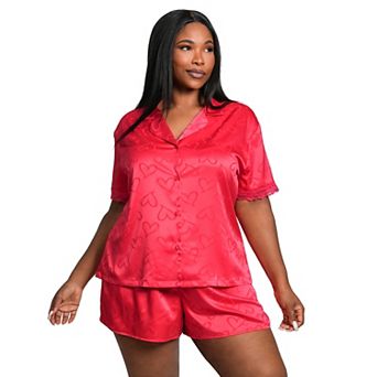 Plus Size Lilac+London Print 2 pc Pajama Top & Pajama Shorts Set