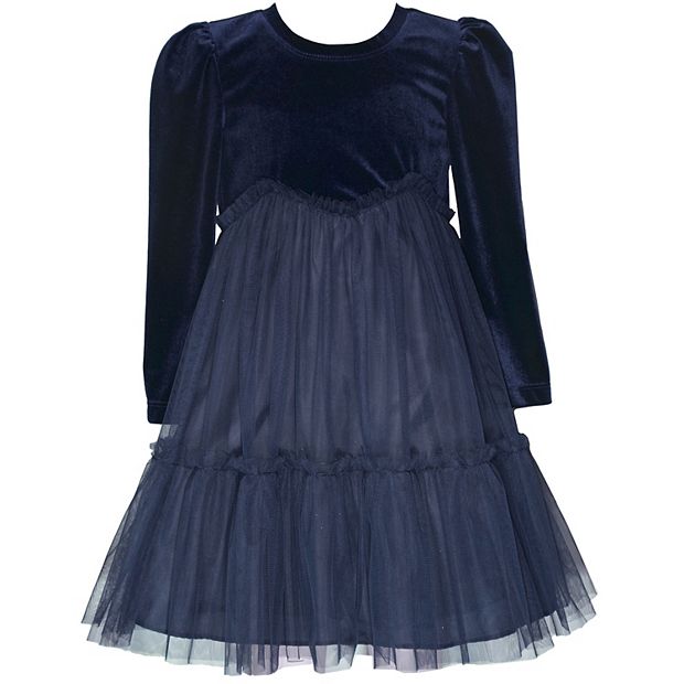 Baby & Toddler Bonnie Jean Velvet to Mesh Float Dress, Toddler Girl's, Size: 2T, Navy