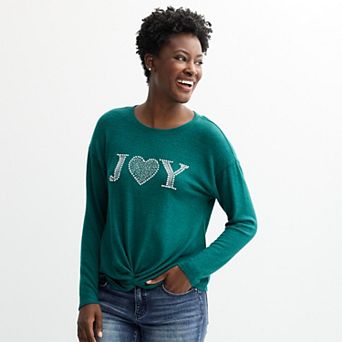 Women's Apt. 9® High-Low Twist Hem Top with Stud Embellishments