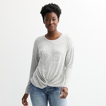 Women's Apt. 9® High-Low Twist Hem Top with Stud Embellishments