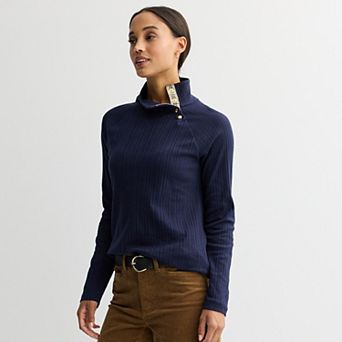 Women's Croft & Barrow® Raglan Button Mock Neck Top