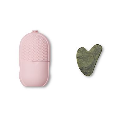 Core Bamboo Face Massage Duo 2-pc. Silicone Ice Roller & Jade Gua Sha Tool Set