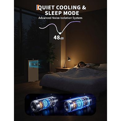 8,000 BTU Portable AC with Remote, 3-in-1 Cooling, Dehumidifier, Fan for 350 Sq.Ft, Grey