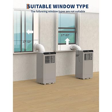 8,000 BTU Portable AC with Remote, 3-in-1 Cooling, Dehumidifier, Fan for 350 Sq.Ft, Grey