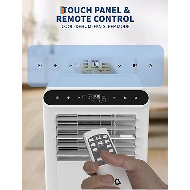 8,000 BTU Portable AC, Quiet Cooling Unit with Dehumidifier & Fan, 24H Timer, for 350 Sq.Ft Rooms