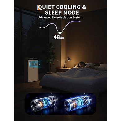 8,000 BTU Portable AC, Quiet Cooling Unit with Dehumidifier & Fan, 24H Timer, for 350 Sq.Ft Rooms