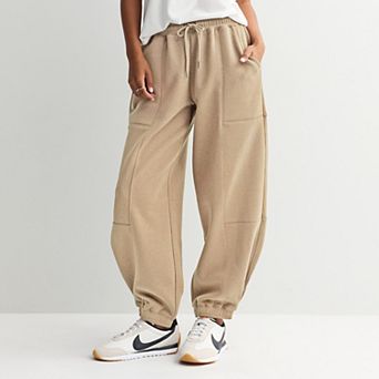 Juniors' Pink Republic Fleece Barrel Leg Joggers