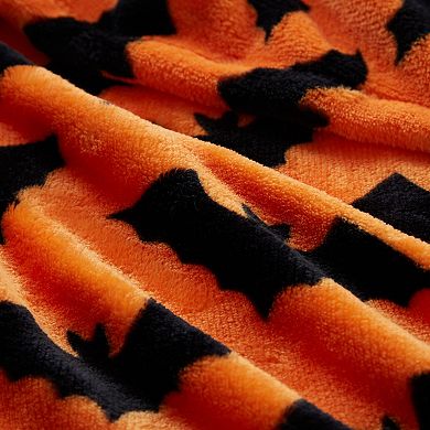 Kate Aurora Living Halloween Spooky Bats Rustic Orange and Black Ultra Soft and Plush Throw Blankets