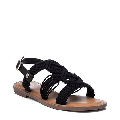 Women's Braided Strap Flat Sandals By XTI, Black 4392901