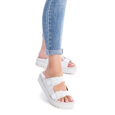 Women's Double Strap Buckle Sandals By XTI, White 14110906