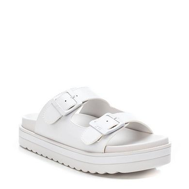 Women's Double Strap Buckle Sandals By XTI, White 14110906