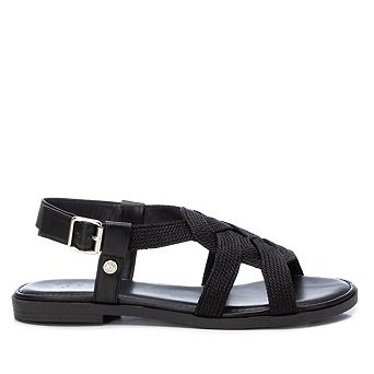 Women's Braided Flat Sandals By XTI, Black 14144703