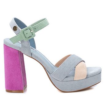 Women's Heeled Suede Sandals With Platform BL By XTI, Multicolor 17078803