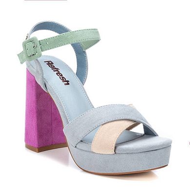 Women's Heeled Suede Sandals With Platform BL By XTI, Multicolor 17078803