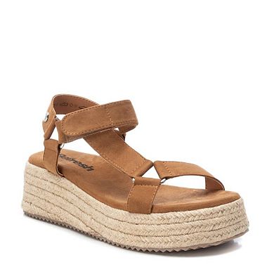 Women's Suede Strappy Sandals With Jute Platform By XTI 170877