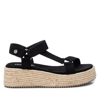 Women's Suede Strappy Sandals With Jute Platform By XTI 170877