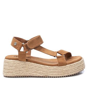 Women's Suede Strappy Sandals With Jute Platform By XTI 170877