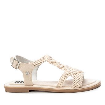 Women's Braided Strap Flat Sandals By XTI, Light Beige 14127301