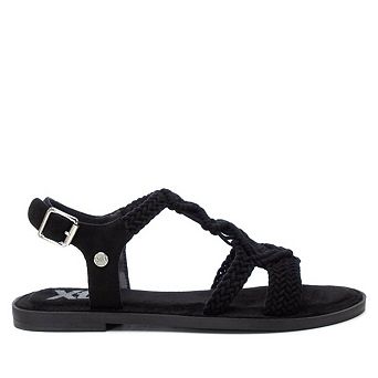 Women's Braided Strap Flat Sandals By XTI, Black 14127306