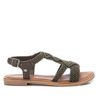 Women's Braided Strap Flat Sandals By XTI, Green 14127308