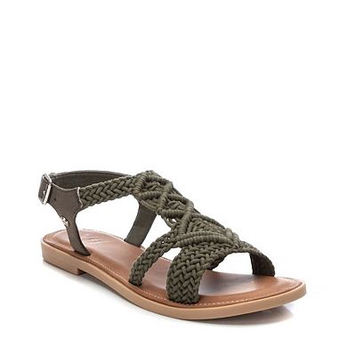 Women's Braided Strap Flat Sandals By XTI, Green 14127308
