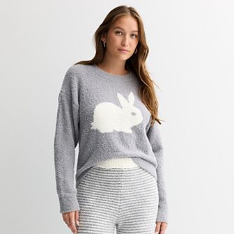 Juniors' Pink Republic Cozy Drop Shoulder Crewneck Pullover