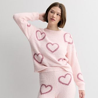 Juniors' Pink Republic Cozy Drop Shoulder Crewneck Pullover