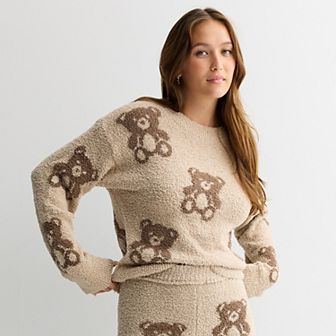 Juniors' Pink Republic Cozy Drop Shoulder Crewneck Pullover
