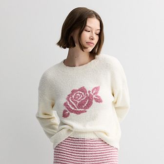 Juniors' Pink Republic Cozy Drop Shoulder Crewneck Pullover