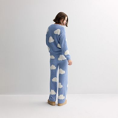 Juniors' Pink Republic Soft Long Sleeve Drop Shoulder Crewneck Pullover