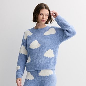 Juniors Womens Pink Republic L/S DROP SHOULDER CREW NECK PULLOVER