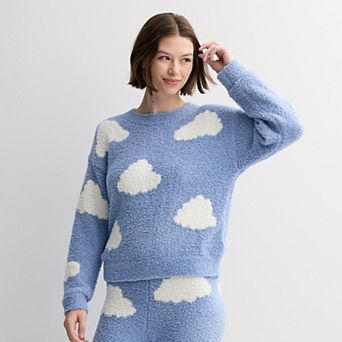 Juniors' Pink Republic Soft Long Sleeve Drop Shoulder Crewneck Pullover