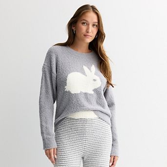 Juniors' Pink Republic Soft Long Sleeve Drop Shoulder Crewneck Pullover