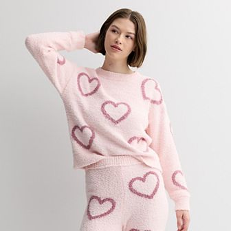 Juniors Womens Pink Republic L/S DROP SHOULDER CREW NECK PULLOVER