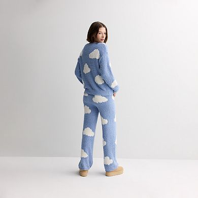 Juniors' Pink Republic Printed Cozy Wide Leg Pants