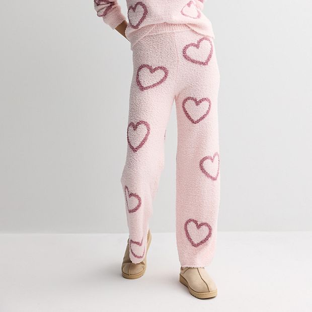 Juniors' Pink Republic Printed Cozy Wide Leg Pants