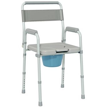 HOMCOM Folding Bedside Commode Chair with Handle, Adjustable Height