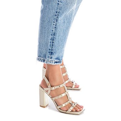 Women's Heeled Sandals With Gold Studs By XTI, Gold 14142805