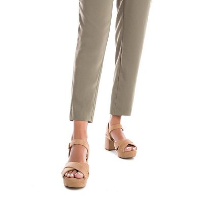 Women's Suede Heeled Platform Sandals By XTI 142359