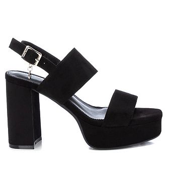 Women's Heeled Suede Sandals With Platform By XTI, Black 14139701