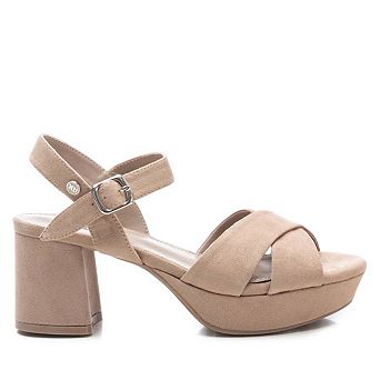 Women's Suede Cross Strap Sandals By XTI, Beige 14116304