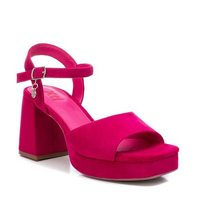 Women's Heeled Suede Sandals With Platform By XTI, Pink 14147102