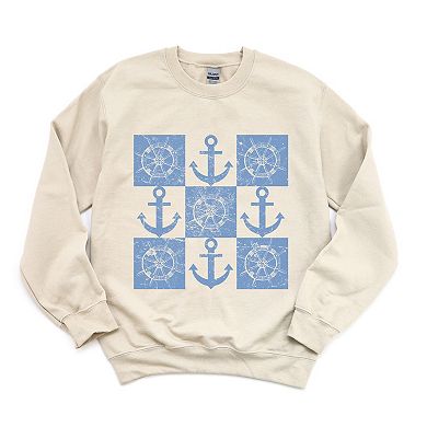 Anchor Wheel Grid - Womens Sweatshirt