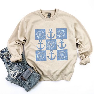 Anchor Wheel Grid - Womens Sweatshirt
