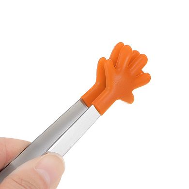 3Pcs Mini Food Tongs 5.5" Gloves Shape Stainless Steel with Silicon Tips Cooking Food Serving Tongs