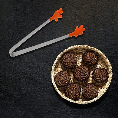 3Pcs Mini Food Tongs 5.5" Gloves Shape Stainless Steel with Silicon Tips Cooking Food Serving Tongs